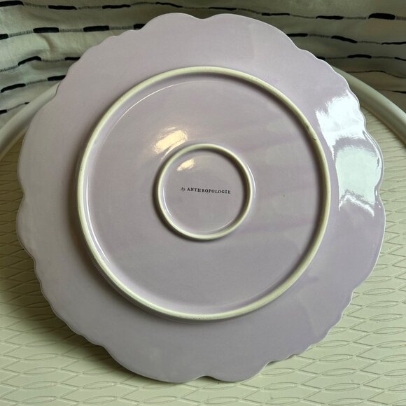 3 Anthropologie Lyla Stoneware Dinner Plates Purple Lavender Floral Edge 10.75" - Picture 7 of 10